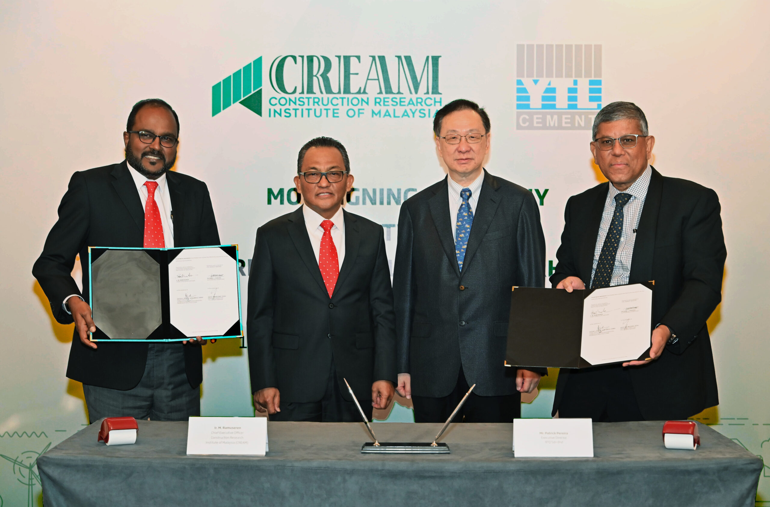 CREAM INKS MOU WITH YTL CEMENT TO SUPPORT THE CONSTRUCTION INDUSTRY’S TRANSITION TO SUSTAINABLE CONSTRUCTION