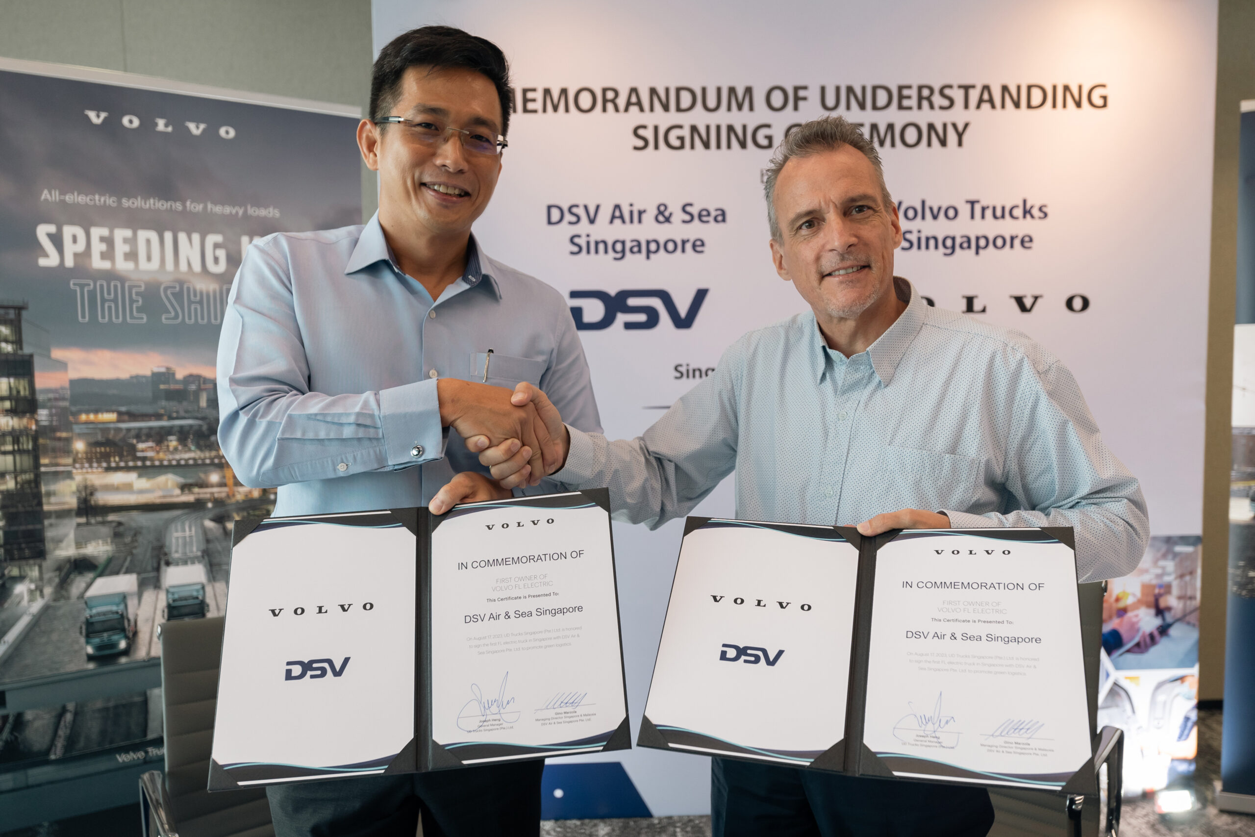 VOLVO TRUCKS SIGNS THE MOU FOR FIRST ELECTRIC TRUCK WITH DSV AIR & SEA SINGAPORE